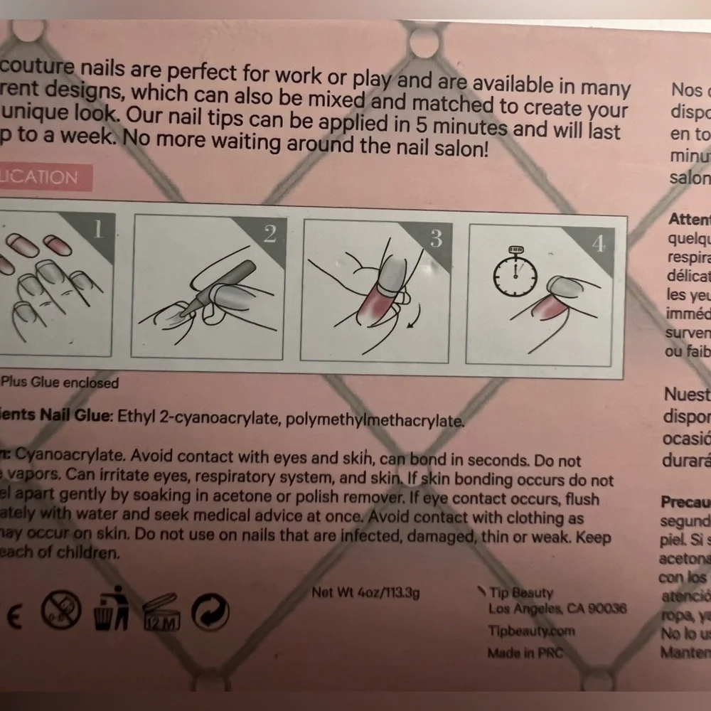 Tips Beauty | Couture medium/long Acrylic Press On Nails, 3-pack